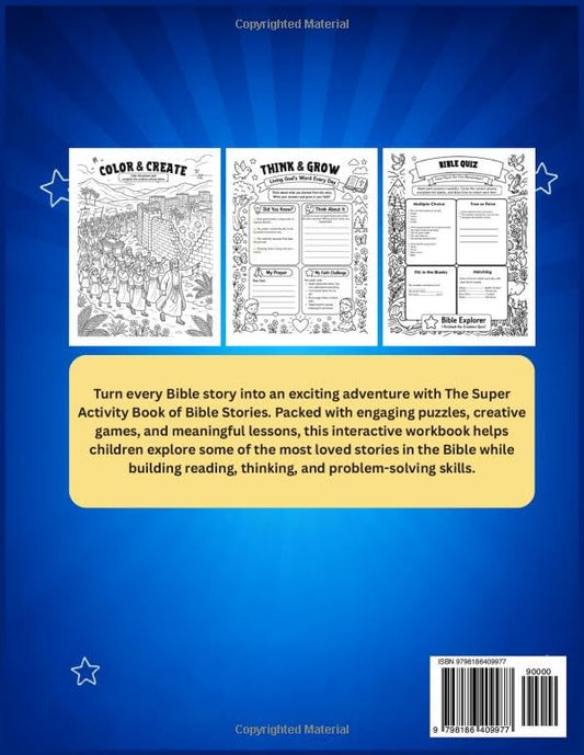 The Super Activity Book of Bible Stories: A Bible Homeschool Activity Book with Puzzles, Word Searches, Coloring Pages, Quizzes, and Bible Detective Challenges for Kids Ages 8–12