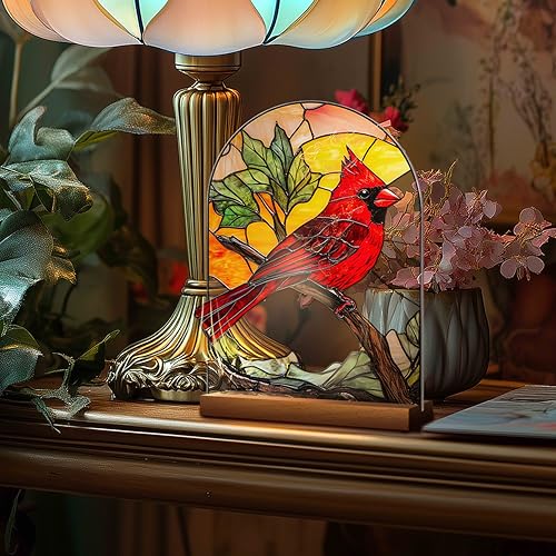 Cardinal Gifts for Women,Acrylic Standing Ornament Home Desk Decoration,Red Bird Decor Christmas Thanksgiving Gift (Red Bird) - color: Red Bird