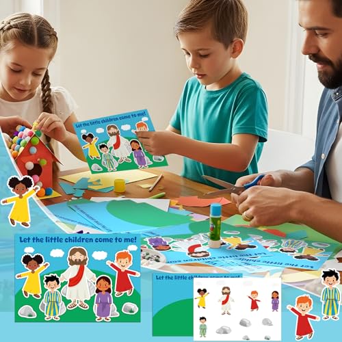 Tinlade 24 Sets Christian Jesus and The Children Card Paper Crafts for Kids