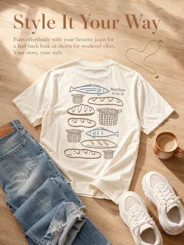 Muicy Women's Christian T Shirt Faith Based Tees Bible Verse Shirts Short Sleeve Summer Graphic Tees - color: Apricot, size: X-Large