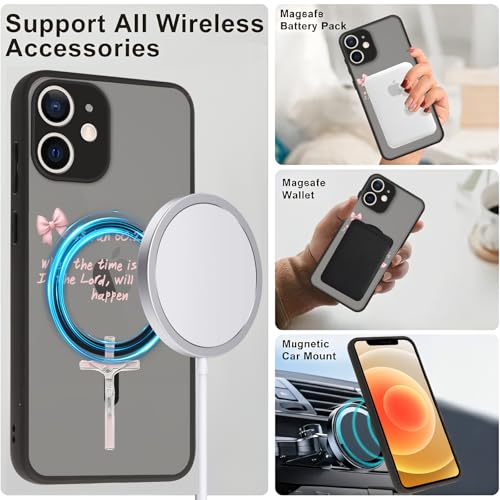 Magnetic Bible Verse Phone Case for iPhone 12 6.1",Compatible with MagSafe,Jesus Famous Quotes The Cross Pattern Aesthetic Design TPU Shockproof Protective Phone Cover for Girls Women - color: Cross, size: for iPhone 12