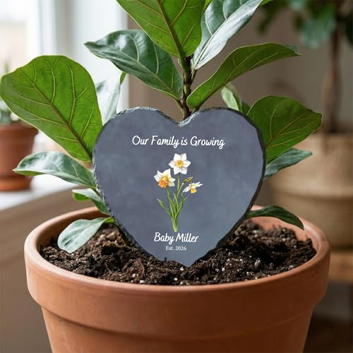 Personalized Promoted to Grandma Pregnancy Announcement Heart Stone Custom Baby Reveal Slate Plaque Keepsake Gift for Nana and Mimi Gifts (S-208) - color: S-208