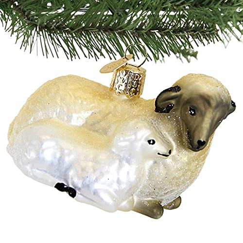 Old World Christmas Sheep with Lamb Glass Blown Ornament for Christmas Tree, Handcrafted Holiday Decoration, Farm Animal Collection - style: Sheep with Lamb