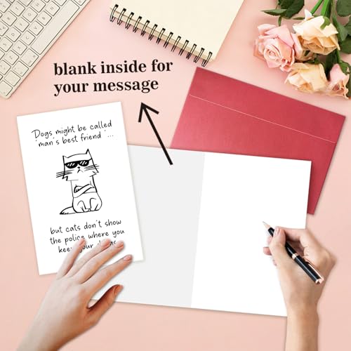 Humorous Birthday Card for Cat Lover, Funny Friendship Card from Cat, Cats are Man's Best Friends - color: Cats are Man's Best Friends