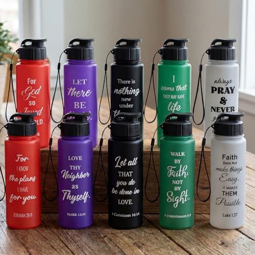 Mifoci 20 Pcs Christian Religious Water Bottle Bulk 17 oz, Classic - color: Classic