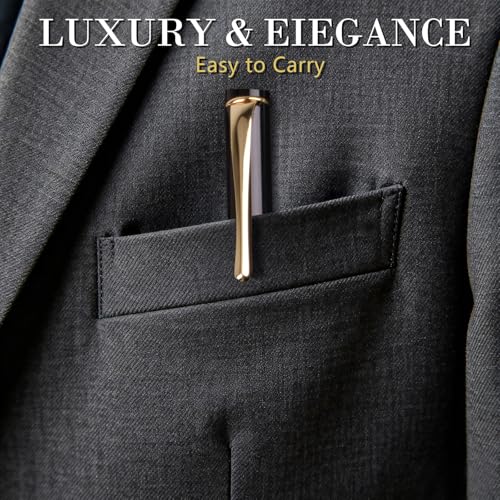 Luxury Gel Ballpoint Pens,Personalized Black Ink Pen Set with 2 Pcs Extras Replaceable Metal Refills, Ultra-Smooth Writing Experience, Perfect for Gifts,Business,Office - style: Black