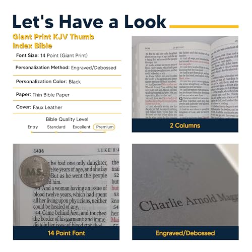 Personalized KJV Giant Print Bible King James Version Two-Tone Faux Leather Holy Bible with Custom Name Includes Up to 3 Rows of Text, Custom Gift for Christian & Religious Celebrations - color: Gray/Black | Index Tabs
