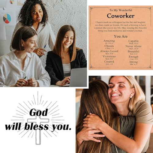 Christian Gifts for Women Girls, Religious Cross Bracelet - color: Coworker