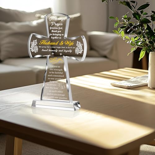 Ghtixsu Marriage Prayer Cross Wedding Gifts for Couples, Religious Cross Engagement Gifts for Bride and Groom, Bridal Shower Gift for Women Men - color: Marriage Prayer Cross Wedding Gifts