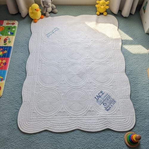 Personalized Baby Blanket – Custom Name, Monogram & Birth Stats, Soft Cotton Heirloom Quilt Keepsake, Unique Baby Gift for Boys & Girls (Birth Stats Design) - color: Birth Stats Design