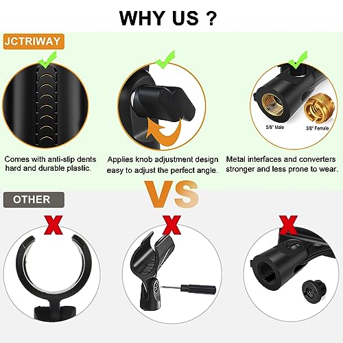 4 Pcs Universal Microphone Clip, Adjustable Mic Clip Holder for Mic Stand,Come with 5/8" Male to 3/8" Female Screw Adapter (Pack of 2) - size: 4_Pack (Pack of 2)