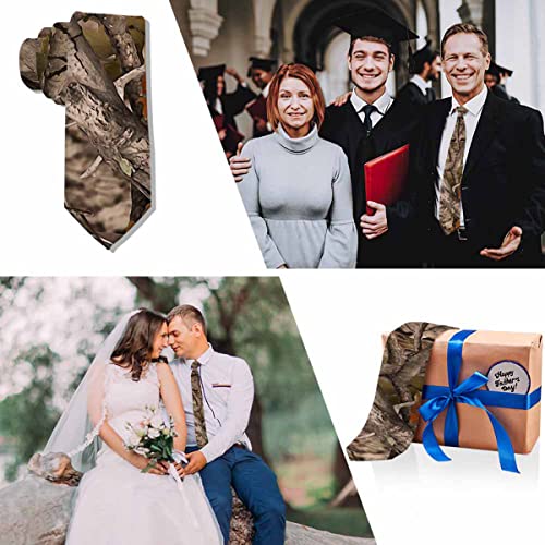 Black Dots Men's Neckties Retro Classic Circle Geometry Men's Tie for Mens Teens Business Work Casual Wedding Party - color: Camo Trees