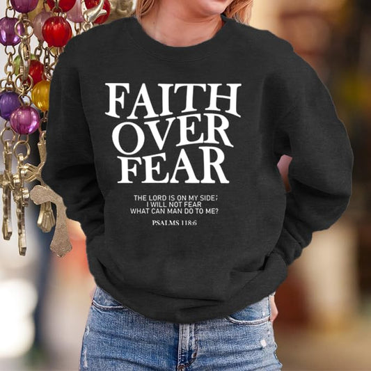AMWIPE Christian Sweatshirts for Women Oversized Faith Religious Sweatshirt - color: Dark Grey, size: XX-Large