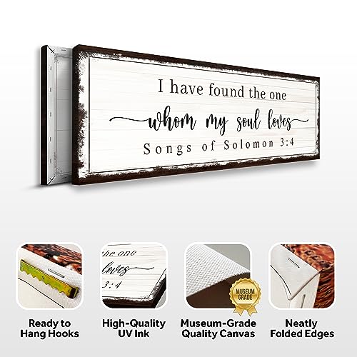 Tailored Canvases Christian Wall Art Decor - Religious Bible Verses Sign for Gifts, Home, Living Room & Bedroom - Inspirational Scripture Quotes Signs - Song of Solomon 3:4 I Have Found The One, 48x16in - color: Grunge Brown Song of Solomon 3:4 I Have Fou