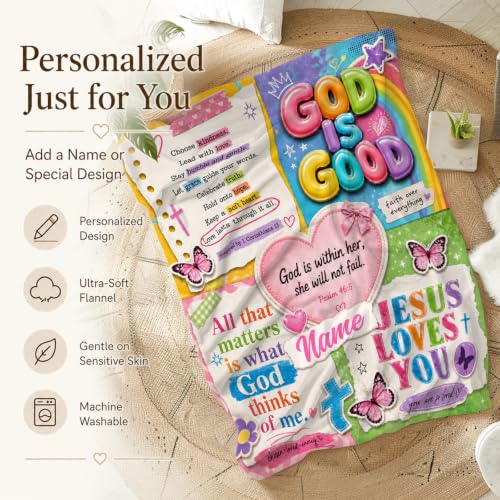 Custom Kids Blanket Gift, Personalized God Theme Blanket for Bedroom - color: Yellow
