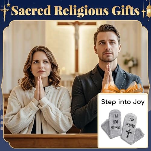 HAPPYPOP Christian Gifts Ideas - Jesus Faith Serenity Prayer Socks Easter, Religious - color: Praying Grey