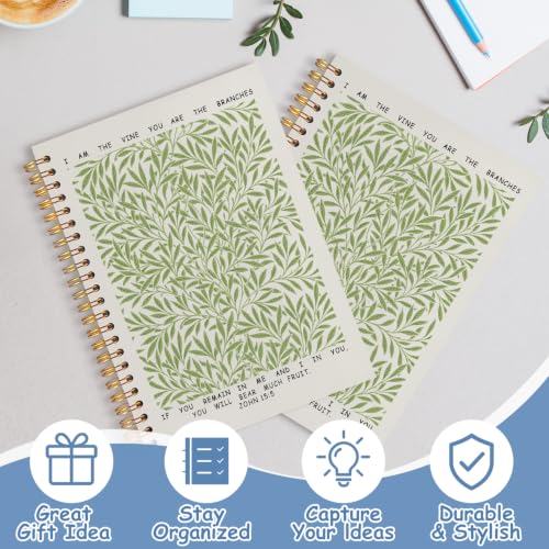 Green Botanical Christian Notebook Journal, 5.5x8.3 - color: white-Green Botanical