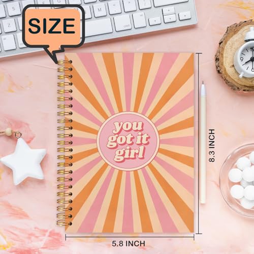 Inspirational Girl Spiral Journal Notebook 5.5x8.3in, Retro Boho Sunshine You Got It Girl Motivational Journal, Inspirational Gifts Notebooks for Women Note Taking, Hardcover Notebook - color: Boho-girl
