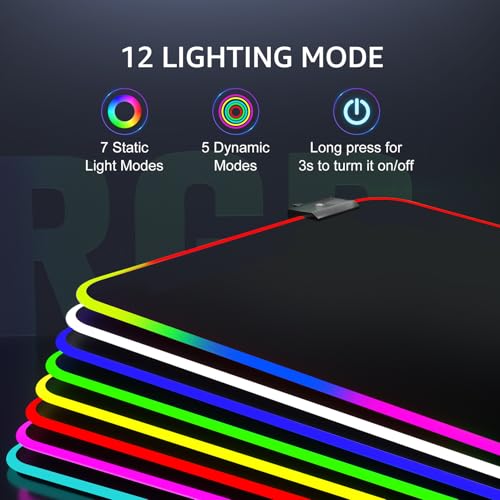 KTRIO RGB Large Gaming Mouse Pad, 35.4 x 15.7 in, RGB Black, XXXL - color: RGB Black, size: 35.4l x 15.7w Inches