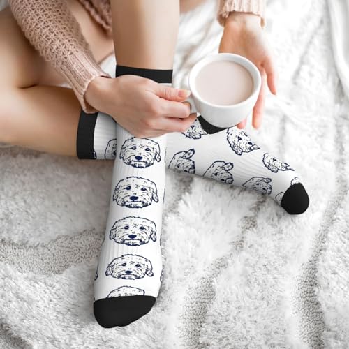 Cute Goldendoodle Women Men Funny Novelty Crew Dress Socks - color: Cute Goldendoodle