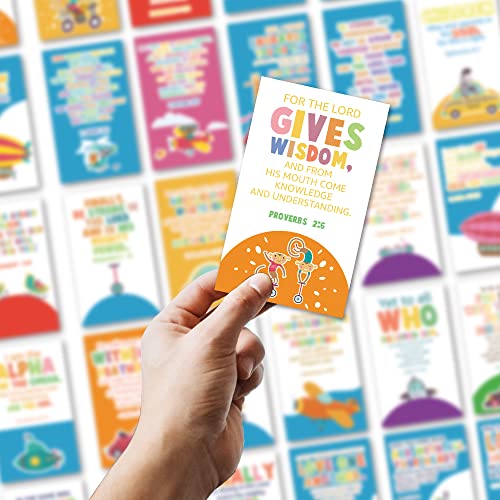 60 Mini Bible Verse Cards, Daily Devotional Prayer Card for Kids
