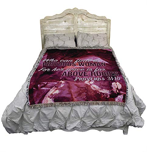 Pure Country Weavers Who Can Find A Virtuous Woman Blanket - Scriptures - Proverbs 31:10 - Religious Gift Tapestry Throw Woven from Cotton - Made in the USA (72x54) - color: Proverbs 31:10, size: 72" x 54"