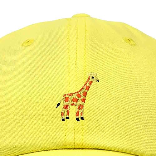DALIX Giraffe Embroidered Dad Hat Cotton Baseball Cap Women - color: Minion Yellow