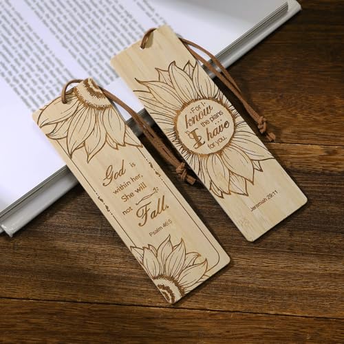 2 Pcs Bible Bookmarks for Women, Sunflower Bamboo Religious Christian Bookmarks Gifts for Women Book Marks for Reading (Sunflower) - style: Sunflower