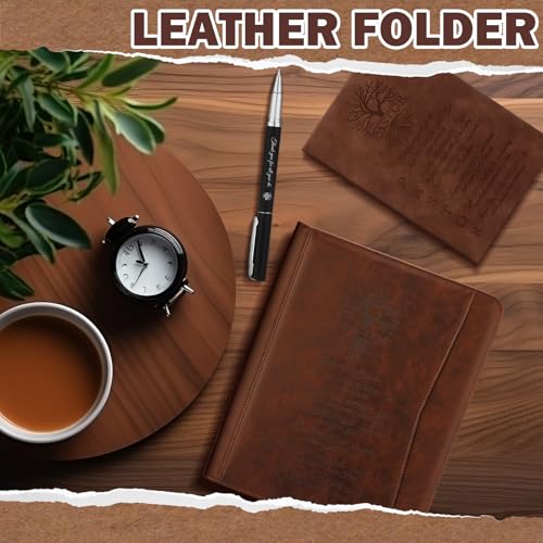 Fuyoooo 3 Pcs Pastor Gift Leather Bible Verse Portfolio Set with Pen - style: Pastor