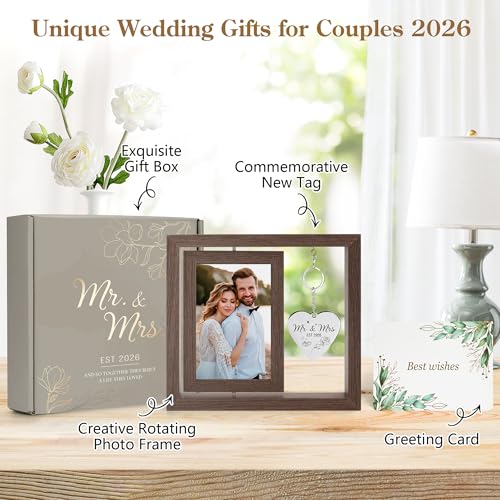 HELORAY Wedding Gifts for Couples Personalized Wedding Gifts for Newlyweds Gift Wedding Picture Frame Mr and Mrs Wedding Presents for Newlyweds Bridal Shower Gift for Bride - color: wedding picture frame