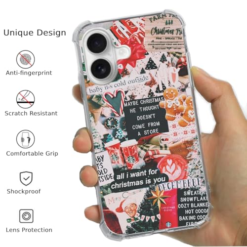 Trendy Christmas Case Compatible with iPhone 16, Aesthetic Winter Christmas Case for iPhone 16, Unique Trendy Design TPU Bumper Protective Cover Case - color: Winter Christmas