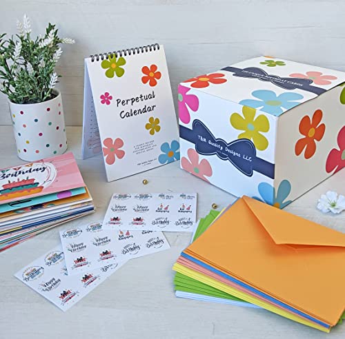 120 Unique Birthday Cards Bulk for Business, Office and Individuals, 5X7 Inch prefolded with Multicolor Envelopes, Stickers and Perpetual Birthday Calendar, Greeting Cards with Short Messages Inside