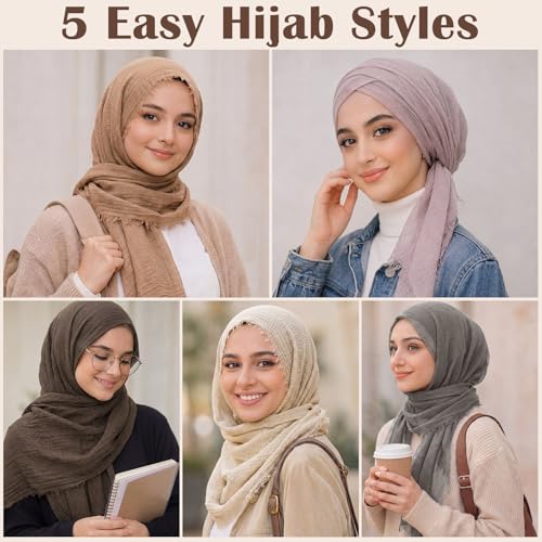 Zhanmai 8 Pcs Women Hijab Scarf Shawl Hijab Scarves - color: Morandi Colors