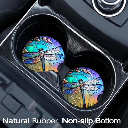 2 Pack Dragonfly Car Cup Holder Coasters Universal Neoprene Coasters - color: Dragonfly