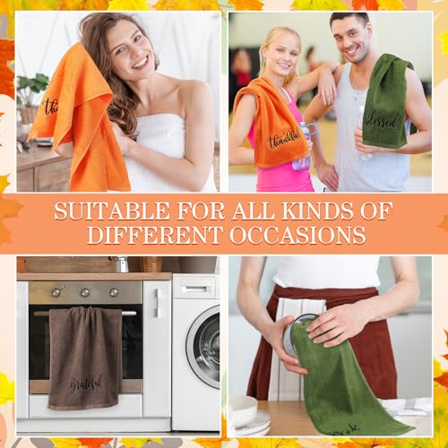 SmoothNovelty 3 Pcs Thanksgiving Hand Towels for Bathroom - color: Thankful, size: 13.3 x 29.5 inches