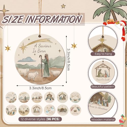 Soaoo 60 Pcs Christmas Nativity Scene Ornaments Bulk Wooden Decor, Colorful - style: Colorful