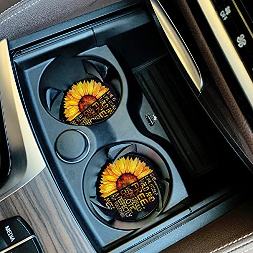 Car Coasters for Women 2 Pack, Ceramic Absorbent Cup Holders for Mother's Day, Keep The Car Clean and Dry, Auto Small 2.56" Coasters Set for Mum (Half Sunflower) - color: Half Sunflower