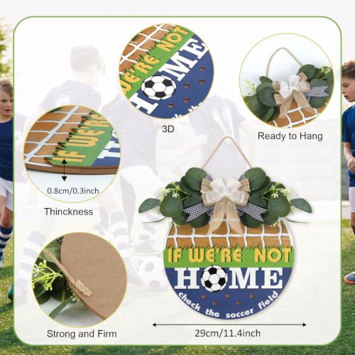LHIUEM 3D Farmhouse Rustic Round Wooden Door Hanger Soccer Wood Plaque - color: Home 1
