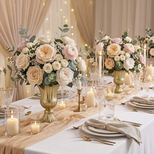 Sziqiqi Gold Metal Vase for Centerpiece, Table Flower Arrangements, 10Pcs - color: Gold, size: 9in-10pcs