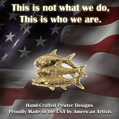 Grand Slam Bonefish Tarpoon Fish Pin, Pewter, Lapel, Hat, Pins, Brooch, Brooches, Jewelry, Gift, Handmade in the USA, 200 Fish Designs Available. S035PRZ - color: Gold Plated