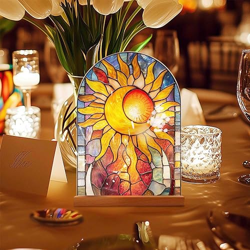 Sun and Moon Tabletop Decor, Acrylic Standing Ornament, Celestial Home Desk Decoration, Christmas Thanksgiving Gift (Sun) - color: Sun