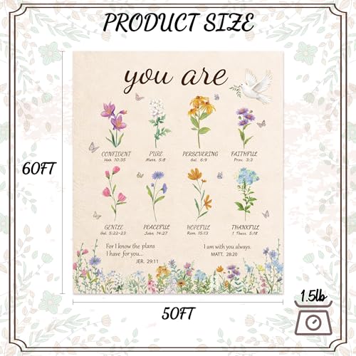Christian Gifts for Women,Birthday Gifts for Mum,Inspirational Religious Blanket Gift with Flowers, Soft Flannel Throw Blanket for Bed Couch Sofa, Spiritual Gift for Sister, Friends Family Self 50x60” - color: Flowers