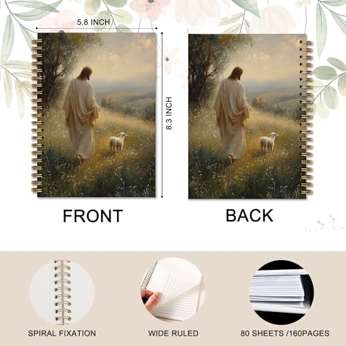 Jesus Leaves The 99 Sheep Christian Bible Religious Inspirational Spiral Notebook Journal,Christian Jesus Church Prayer Notebook Gift for Girls Women, 5.5 x 8.3 Inches - color: 19Child