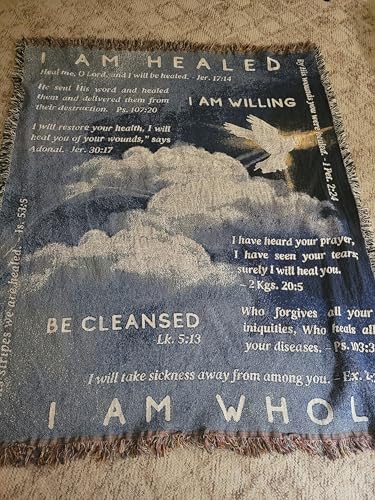Christian Prayer Blanket with Healing Scriptures (50x60) – Bible Verse Faith Throw for Comfort, Prayer, Deliverance & Encouragement | Made in USA