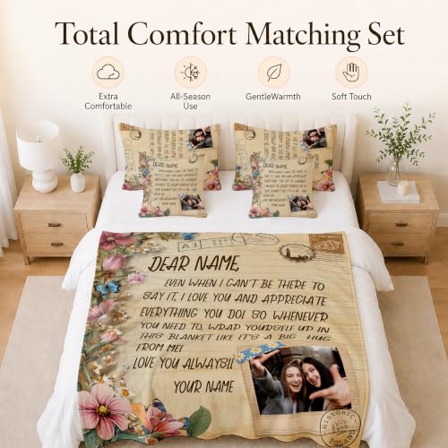 Custom Blanket for Women, Personalized Flower Throw for Sofa - color: Pink
