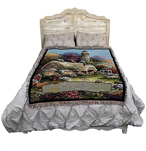 Pure Country Weavers Heavens Light Blanket by James Lee Blanket - By Wisdom a House is Built - Scriptures - Proverbs 24:3-4 - Gift Tapestry Throw Woven from Cotton - Made in the USA (72x54) - color: Heavens Light, size: 72" x 54"