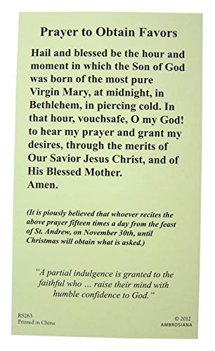 Christmas Nativity and Guardian Angel Holy Prayer Card, 4 1/8 Inch, Pack of 20