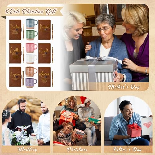 Potchen 18 Pcs Christian Church Gift 13oz Coffee Mug Journal Pen - color: Morandi Brown, size: Bible