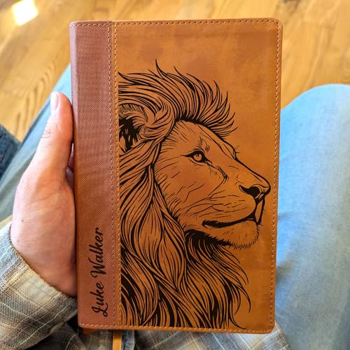 Farm and Posh Personalized NIV Personal Bible with Crown of Thorns | Large Print (Brown Lion Side Profile) - color: Brown Lion Side Profile