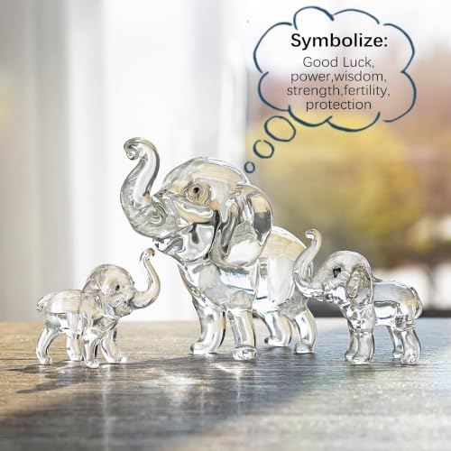 3pcs Crystal Elephant Figurines Collectible Art Glass Animals Paperweight - style: Elephant-3pcs